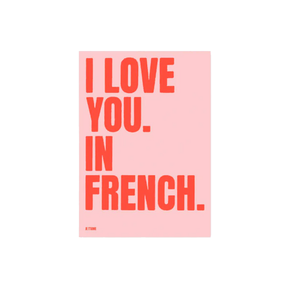 Affiche I love you in French - 50 x 70 cm - Pink