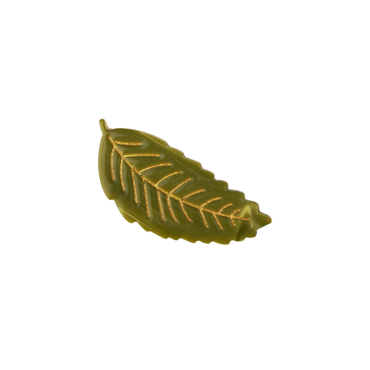 Barrette Plate Métal Laqué Noir – Motif Feuilles – Femme – Occasion
