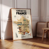Map of French Vineyards - 30 x 40 cm - Ecru | Fleux | 11