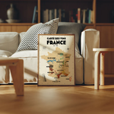 Map of French Vineyards - 30 x 40 cm - Ecru | Fleux | 9