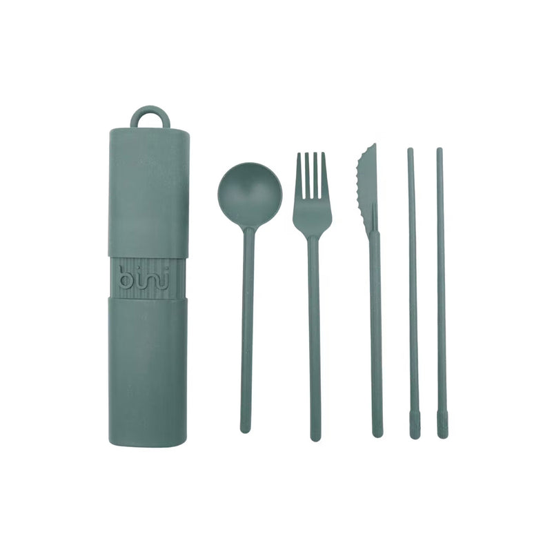 Reusable and nomadic cutlery kit in biosourced material