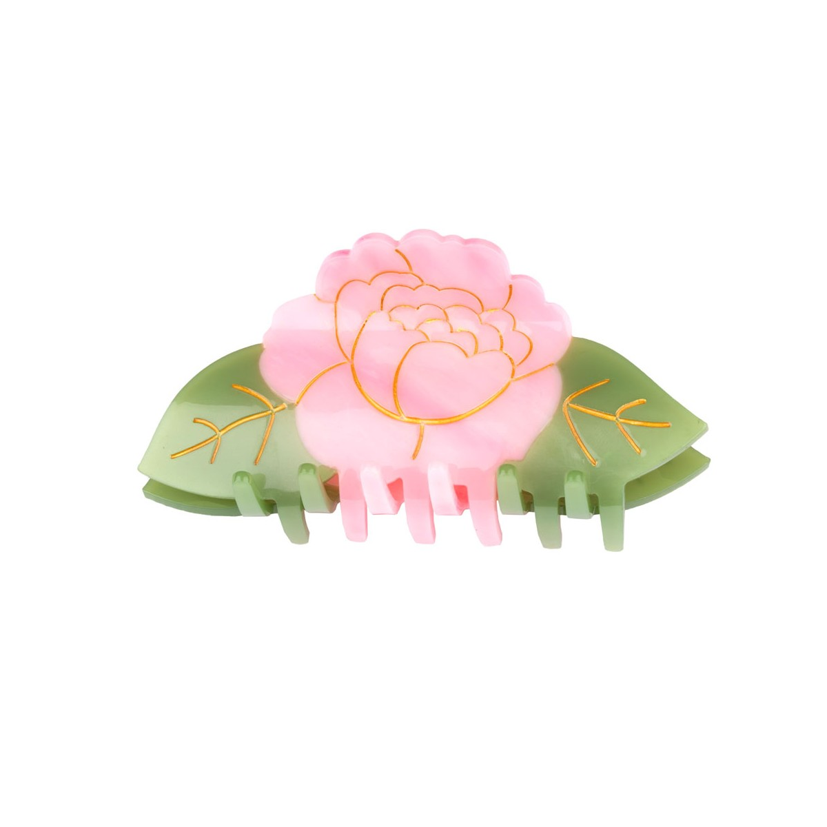 Barrette à Fleurs Roses. Vert Bouteille Barrette à Fleurs Roses. Vert Bouteille