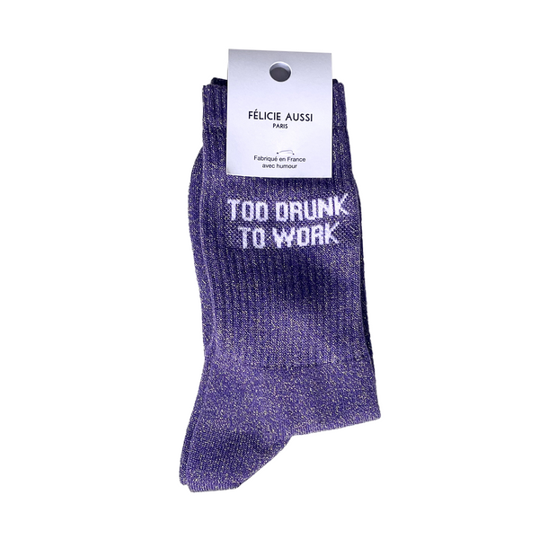 Chaussettes Too Drunk To Work Paillettes 36/40 - Violet