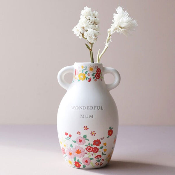 Grand Vase Floral Wonderful Mum en Céramique - h 15.5 cm