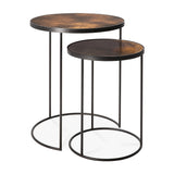 Set of 2 side tables heavy aged Bronze | Fleux | 7