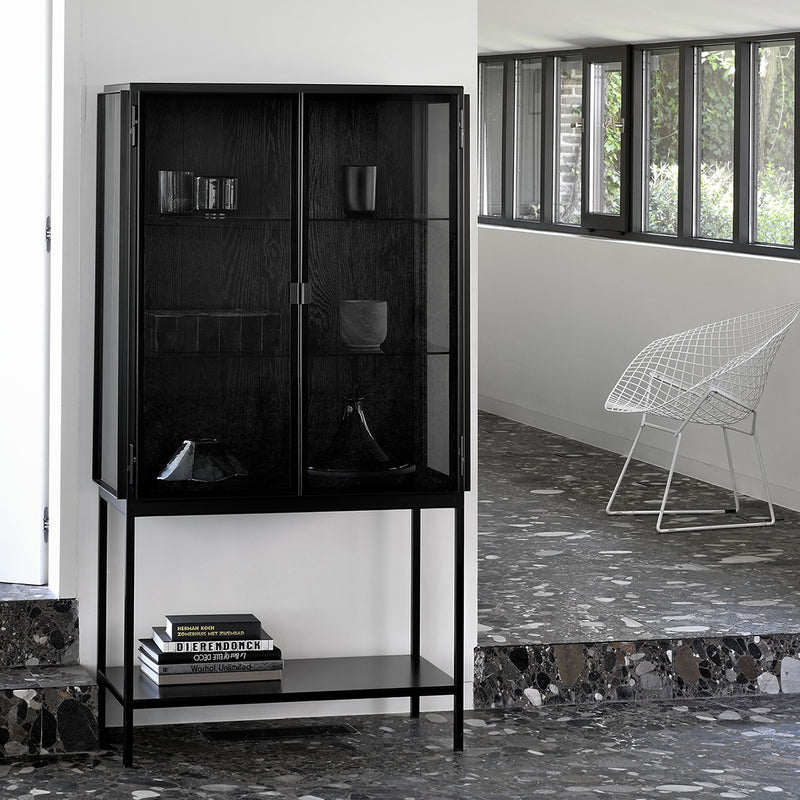 Anders high cabinet in glass and metal - 2 doors