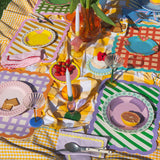 Set de table Biscotti à Rayures - 38 cm x 48 cm - Vert & Violet | Fleux | 8