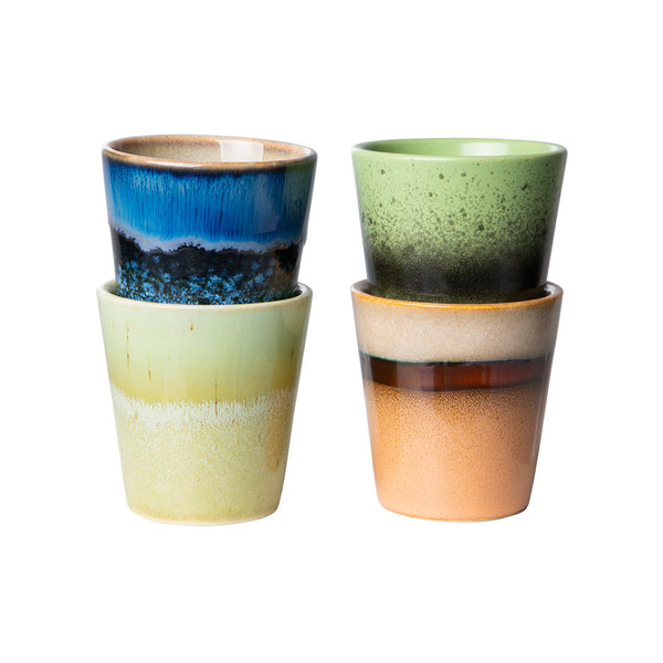 Set of 4 Mugs Ristretto Calypso 70's in ceramic