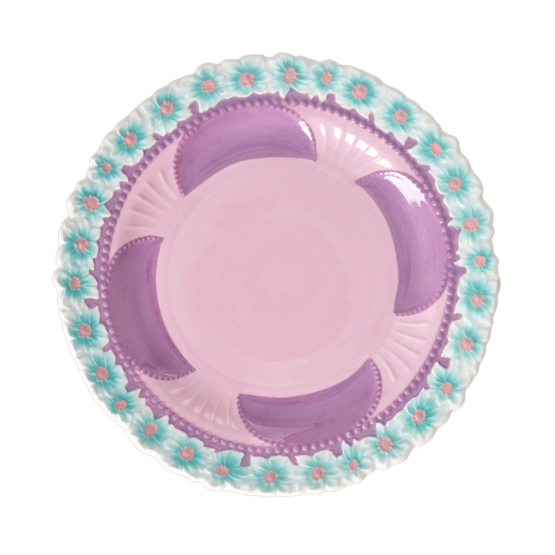 Ceramic flower plate - Ø 20 cm - Cream