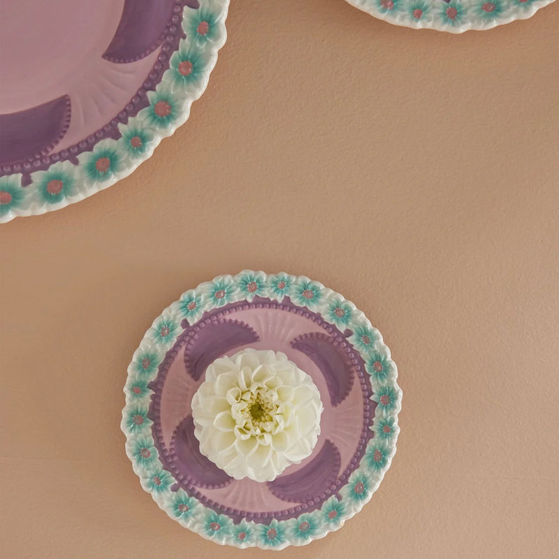 Ceramic flower plate - Ø 20 cm - Cream