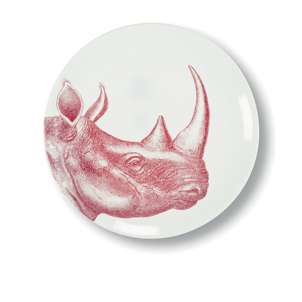 Rhinoceros dinner plate in porcelain - Ø 27 cm