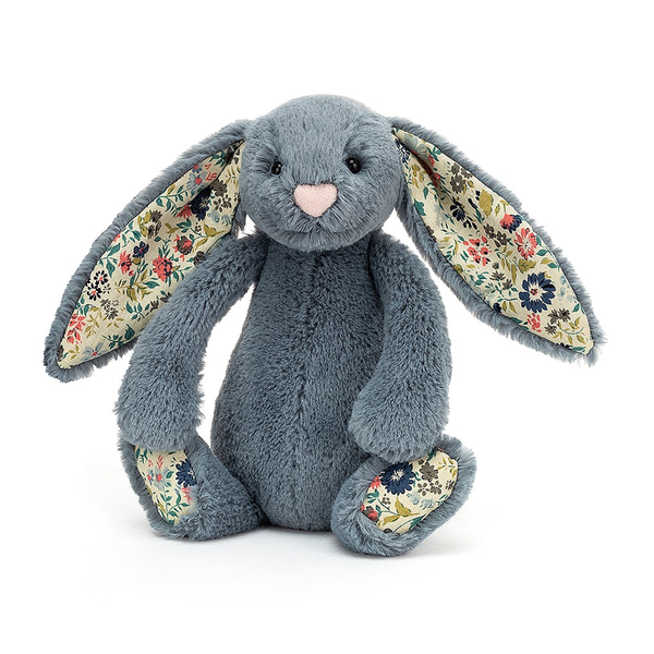 Blossom Bunny Soft Toy - H 18cm - Dusty Blue