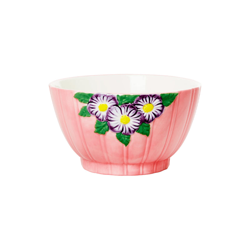 Bowl with ceramic embossed flowers - Pink