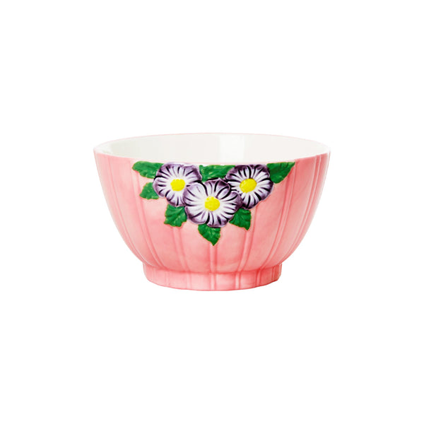 Bowl with ceramic embossed flowers - Pink