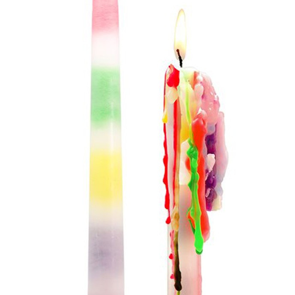 Set of 2 flowing rainbow candles