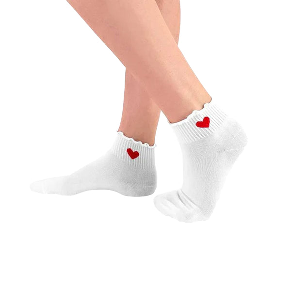Heart Lace Ankle Socks White 