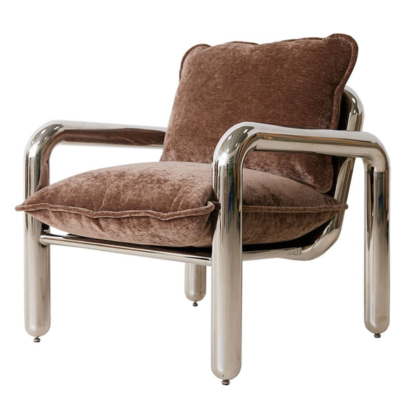Lounge chair Chrome - Brown Velvet 