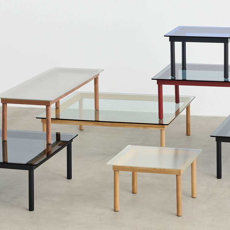 Table basse Kofi Chêne Massif & Verre Roseau Transparent - l 60 x L 60 x h 36 cm