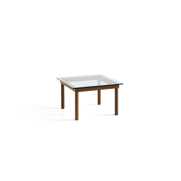 Kofi Coffee Table Solid Walnut &amp; Clear Glass - l 60 x L 60 xh 36 cm