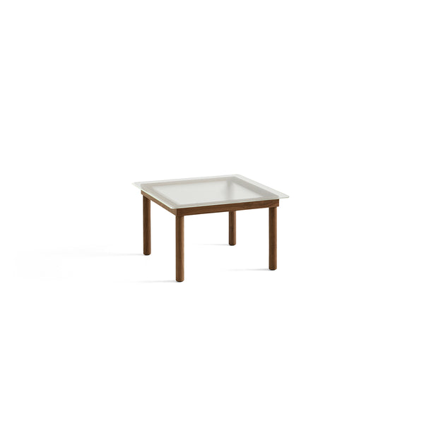 Kofi Coffee Table Solid Walnut &amp; Transparent Reed Glass - l 60 x W 60 xh 36 cm