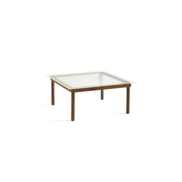 Kofi Coffee Table Solid Walnut &amp; Transparent Reed Glass - l 80 x W 80 xh 36 cm