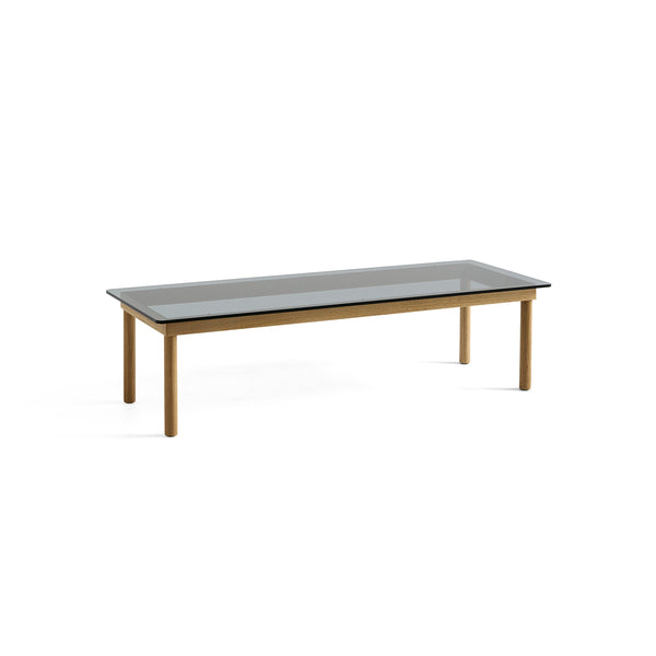 Table basse Kofi Chêne Massif & Verre Teinté Gris - l 140 x L 50 x h 36 cm