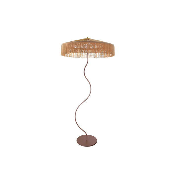 Kaa floor lamp with raffia fringes - Brown