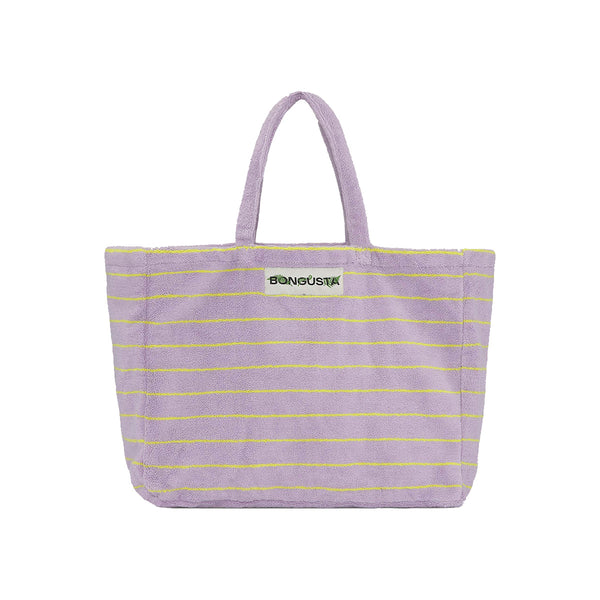 Striped Weekend Bag - Lilac &amp; Neon Yellow