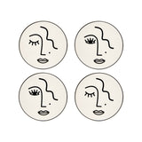 Set of 4 Coasters Face White | Fleux | 2