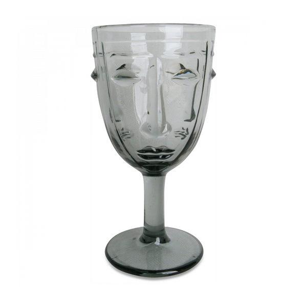 Face stemmed glass - Amber