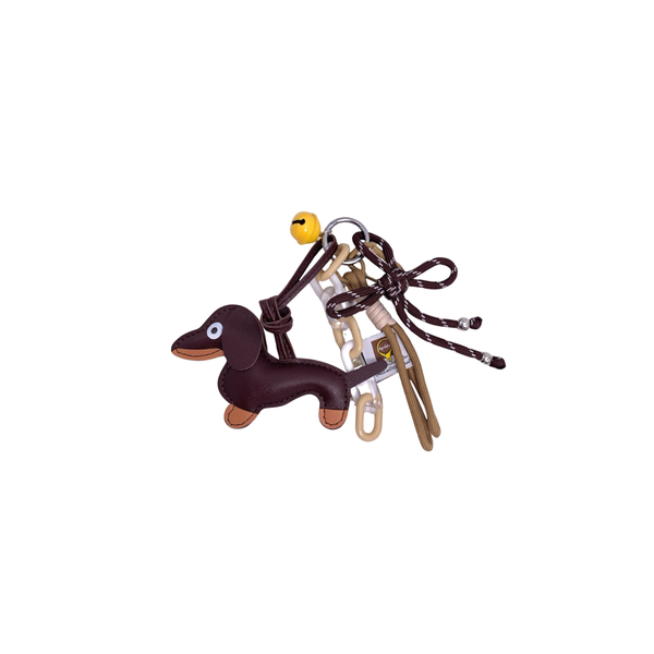 Porte-clés et bijou de sac - Chien et Clochette Brun