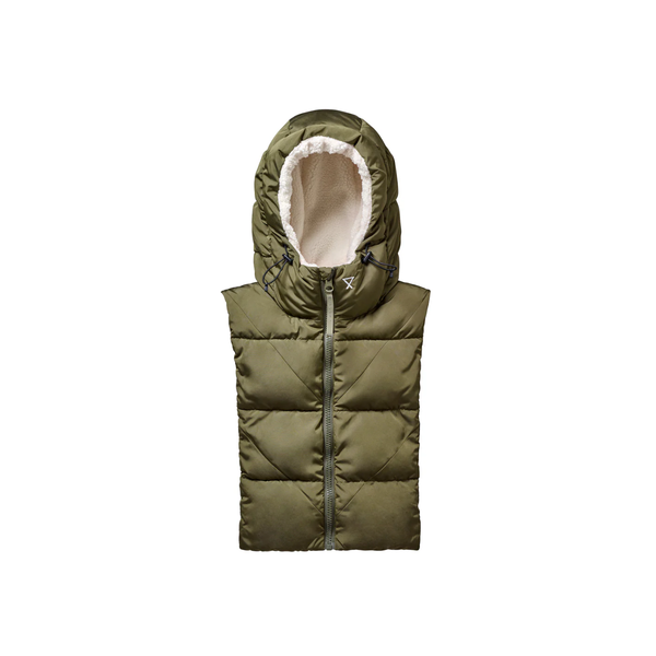 Doudoune Capuche - Kaki et écru effet mouton