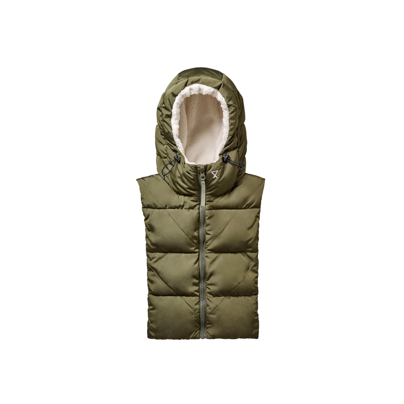 Doudoune Capuche - Kaki et écru effet mouton
