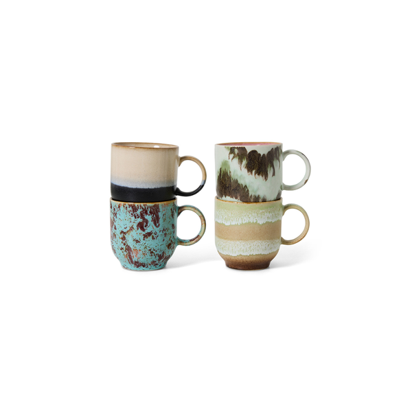 Set de 4 mugs café 70s Abrastract