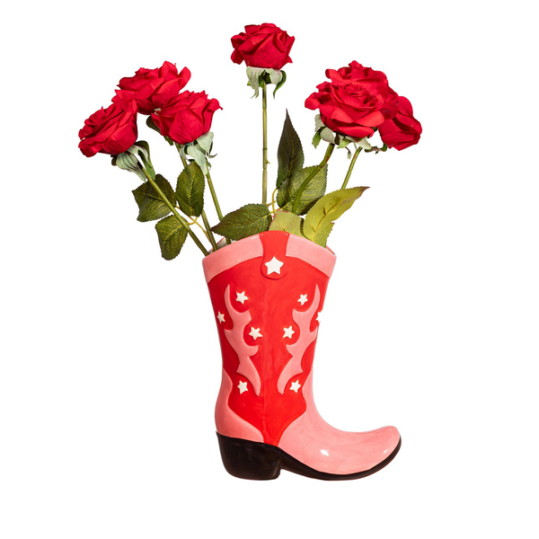 Broche Vintage Bottes De Cowboy - Plastique Rouge - Accessoire Western - Occasion