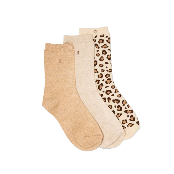 chaussettes fantaisie paillettes leopard beige fleux Fleux