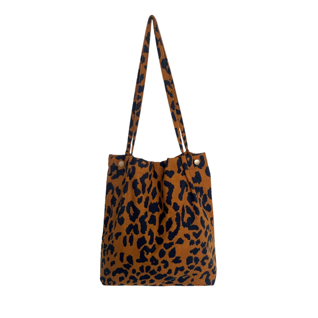 Sac à Main Zippé Tissu Fait Main - Noir, Beige, Imprimé Léopard - Neuf Sans étiquette