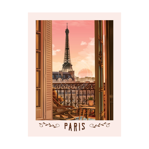 Paris poster - Eiffel Tower from the balcony