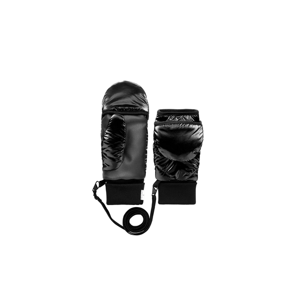 Moufles convertibles mitaines noir vinyle