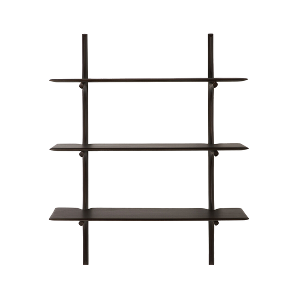 PI Wall Shelf in Dark Brown Mahogany - 3 shelves