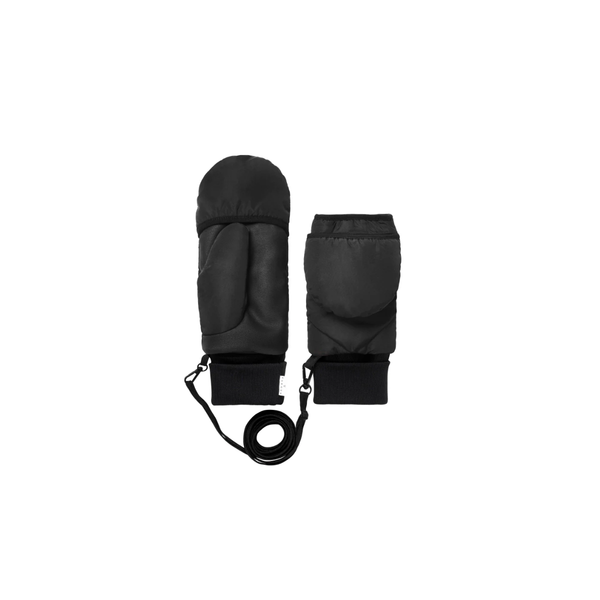 Moufles convertibles mitaines noir mat