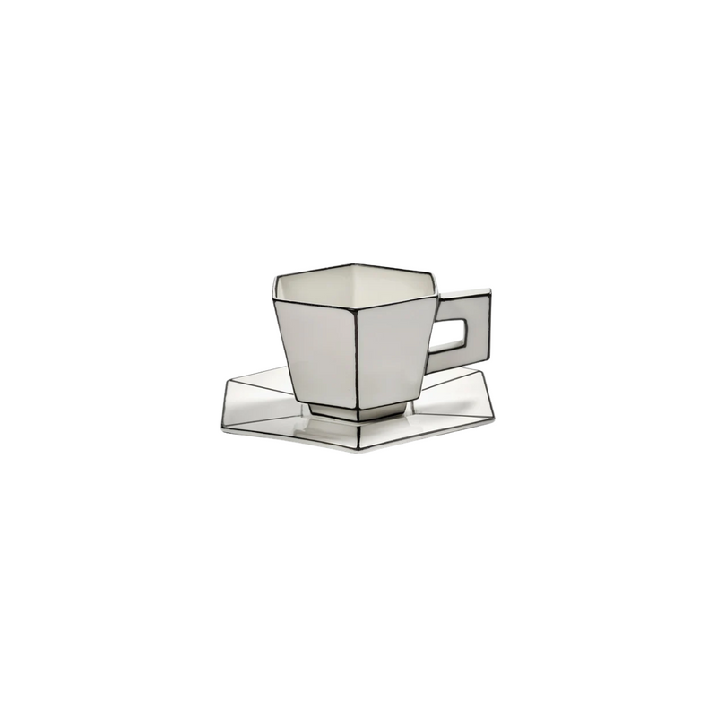 Tasse Cappuccino & Sous-coupe black carte blanche