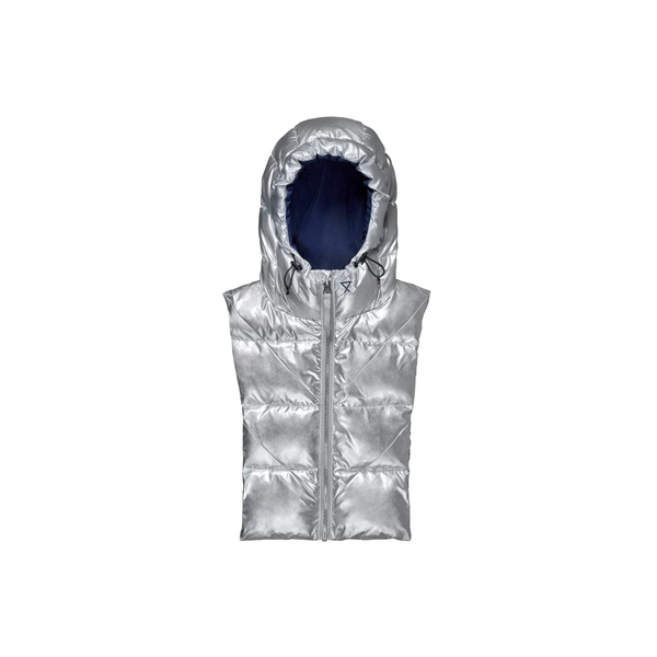 Doudoune Capuche - argentée réversible bleu marine