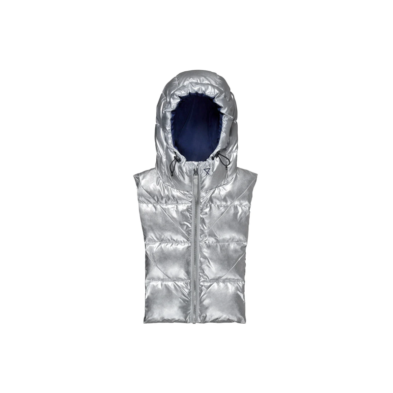 Doudoune Capuche - argentée réversible bleu marine