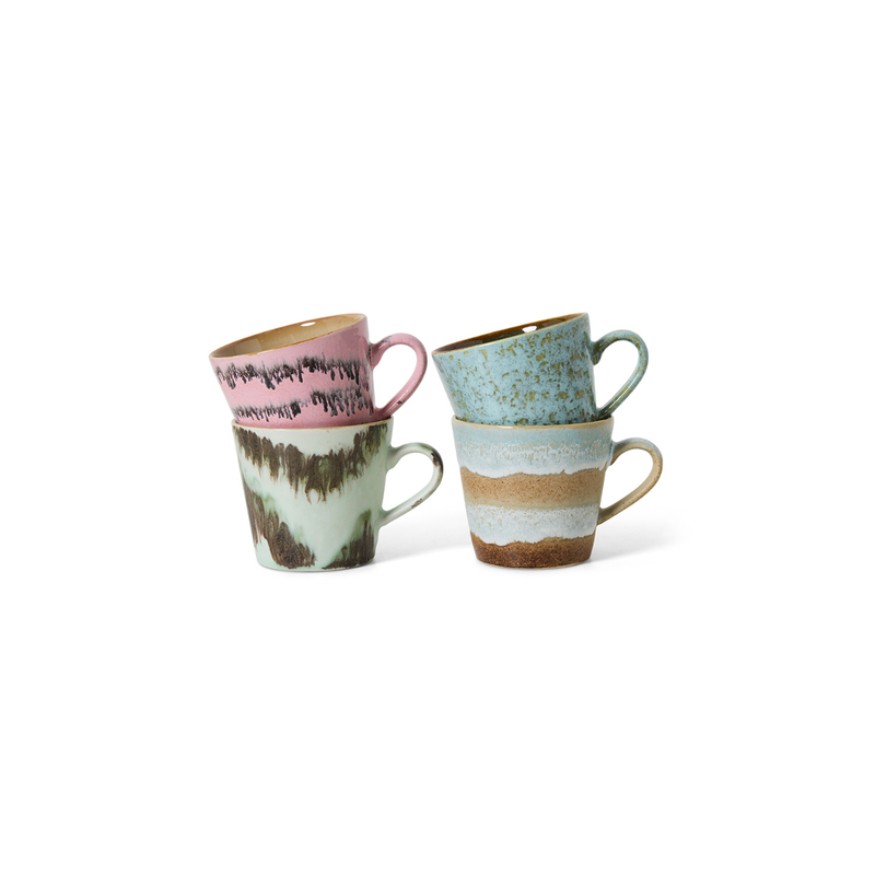 Set de 4 mugs cappucino 70s Dada