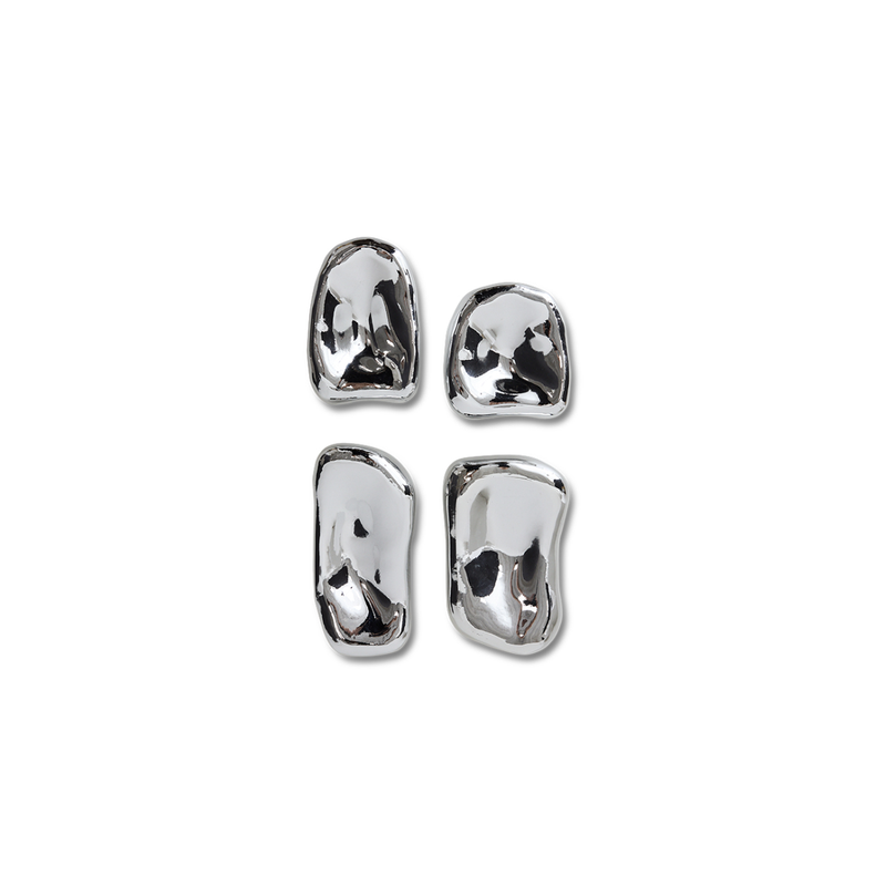 Set de 4 Sculptures Glass Chrome