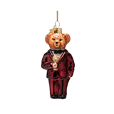 Ornement Verre Burgundy Bear in Clothes | Fleux | 3