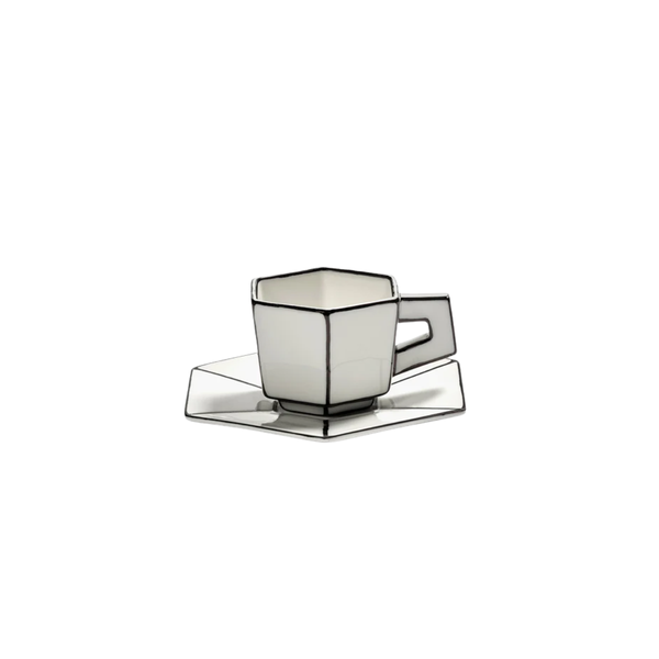 Tasse Espresso & Sous-coupe black carte blanche
