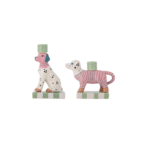 Set de 2 bougeoirs - Doglie Grès Rose