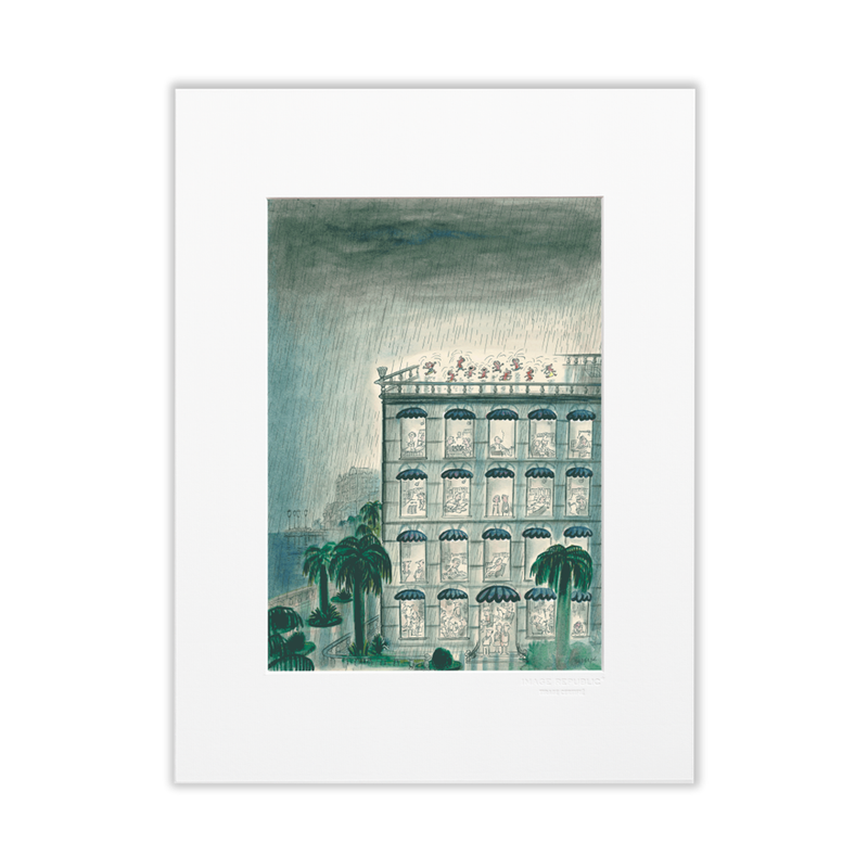 Affiche Sempé Immeuble Pluie - 30 x 40 cm